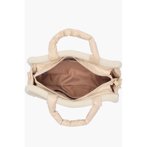 Pajar Tote Bag Quilted Sherpa Trim Travel Carry-On‎ Handbag Beige OS - Picture 8 of 9